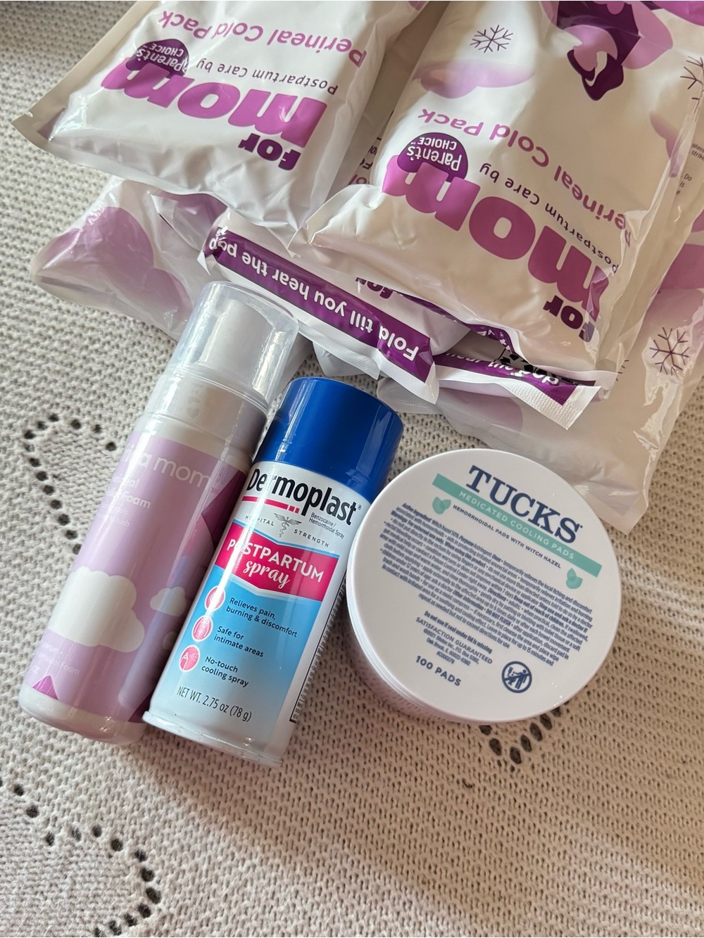 Postpartum Care Kit - foam, pads, spray, cold packs